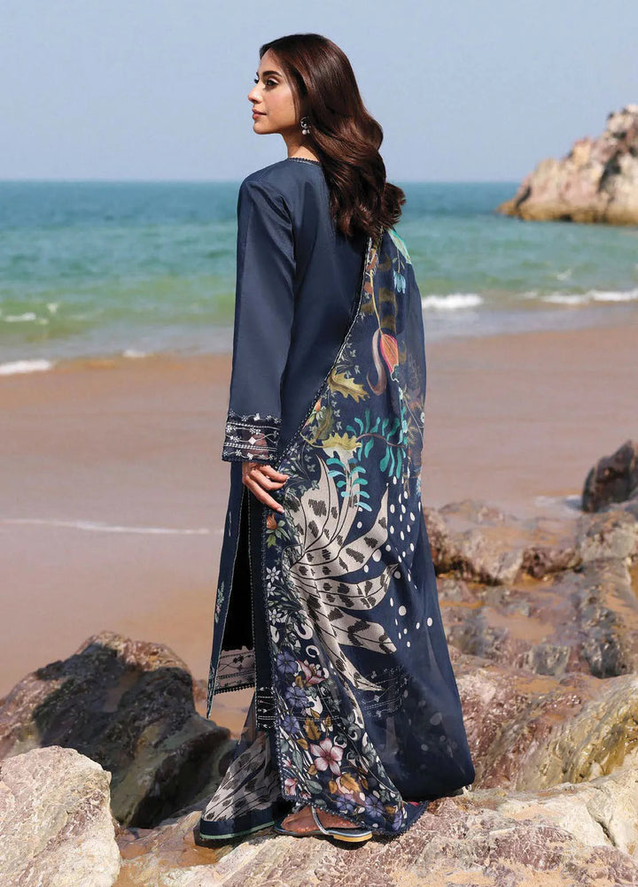Afsanah by Seran Embroidered Lawn Suit Unstitched 3 Piece SRN25AL D-06 Meral - Summer Collection