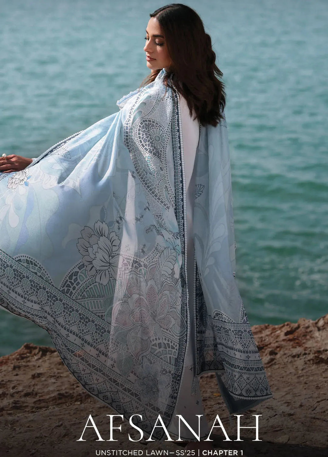 Afsanah by Seran Embroidered Lawn Suit Unstitched 3 Piece SRN25AL D-08 Elmas - Summer Collection