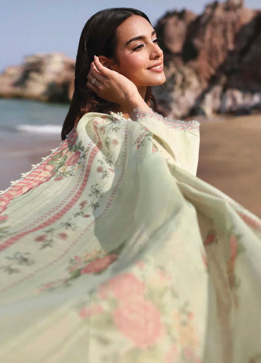 Afsanah by Seran Embroidered Lawn Suit Unstitched 3 Piece SRN25AL D-13 Fariha - Summer Collection
