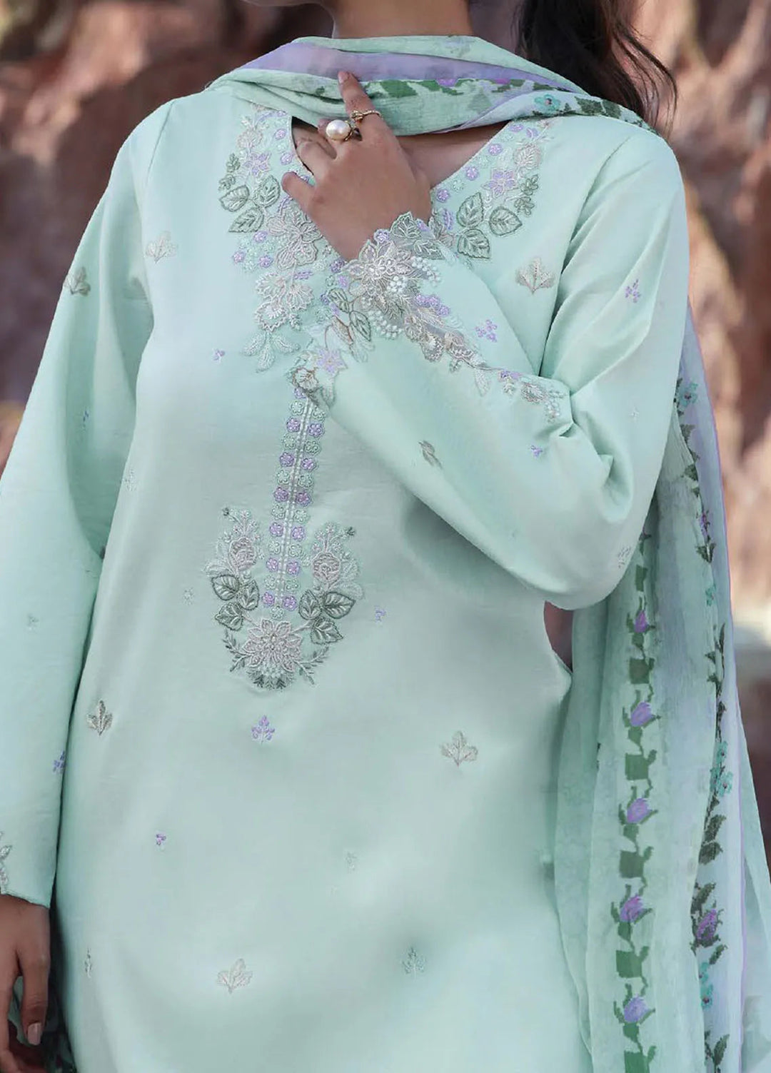 Afsanah by Seran Embroidered Lawn Suit Unstitched 3 Piece SRN25AS D-03 Misha - Summer Collection
