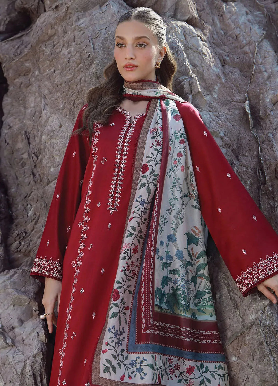 Afsanah by Seran Embroidered Lawn Suit Unstitched 3 Piece SRN25AS D-05 Hania - Summer Collection