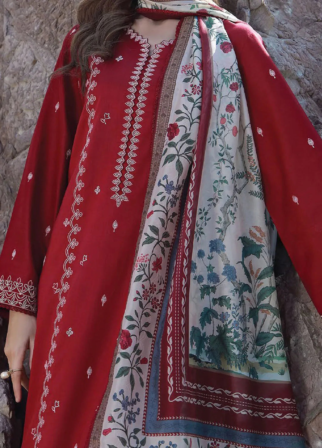 Afsanah by Seran Embroidered Lawn Suit Unstitched 3 Piece SRN25AS D-05 Hania - Summer Collection