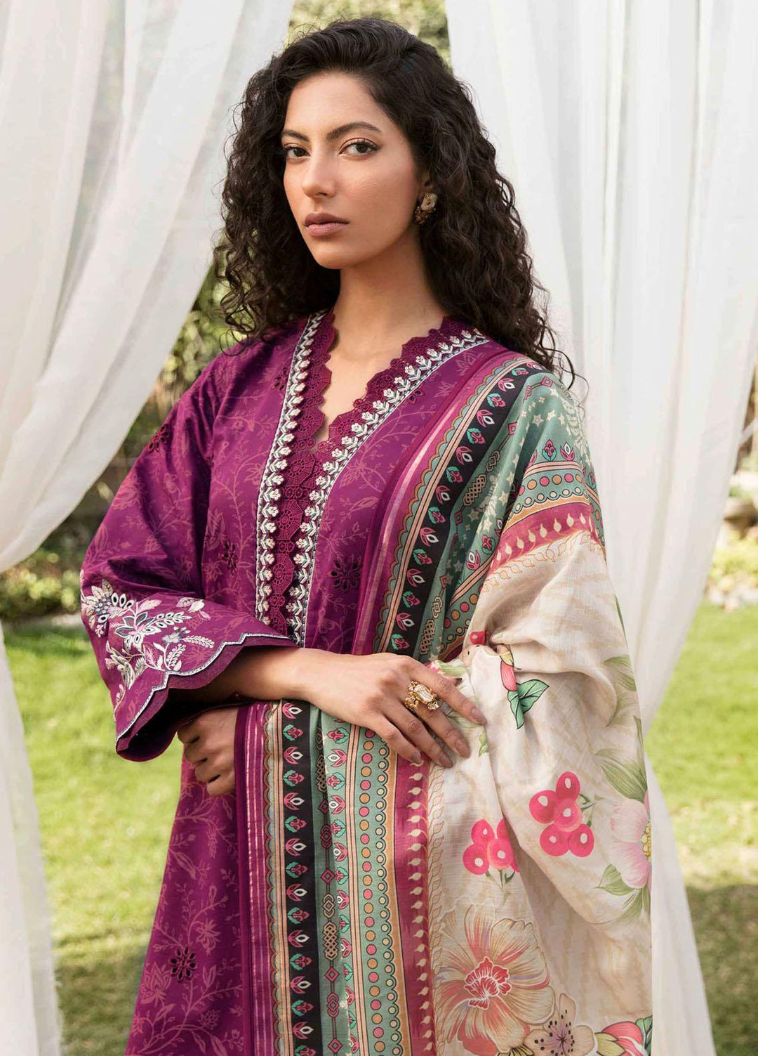 Afsanah By Seran Embroidered Lawn Suits Unstitched 3 Piece SRN23A D-14 Gul - Summer Collection