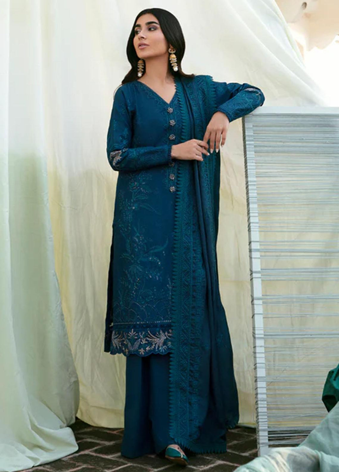 Afsanay By Florent Embroidered Khaddar Suits Unstitched 3 Piece FL23LCK FLK-8A - Winter Collection
