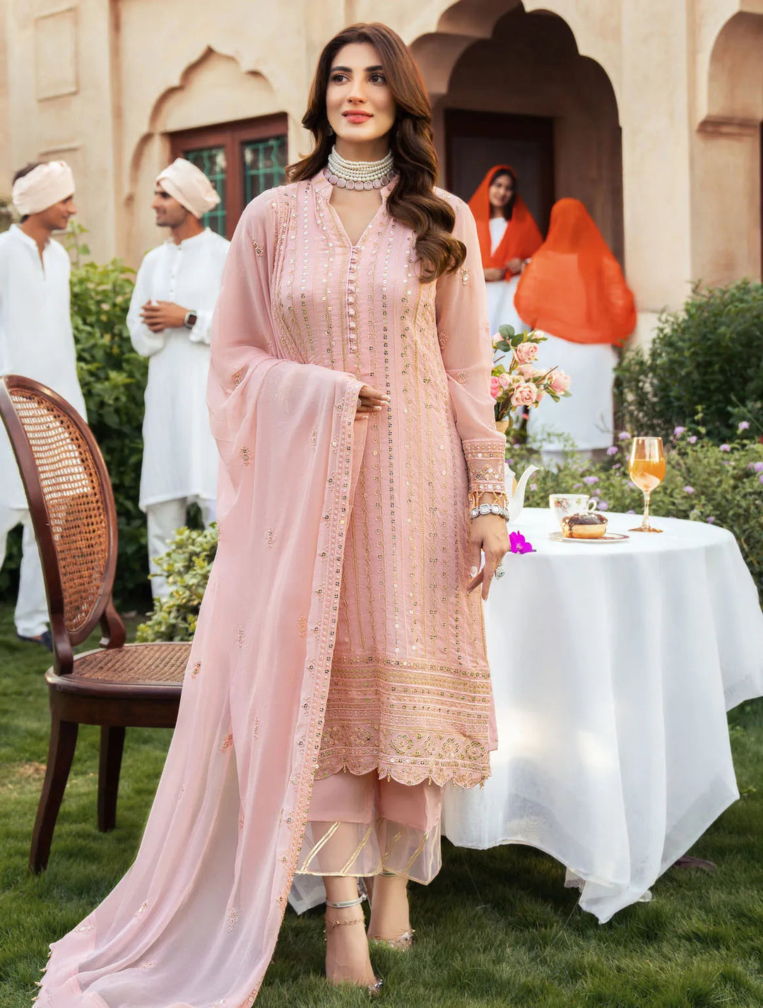 Afsanay By Shahzeb Textiles Embroidered Chiffon Suit Unstitched 3 Piece ST24A Ira - Festive Collection