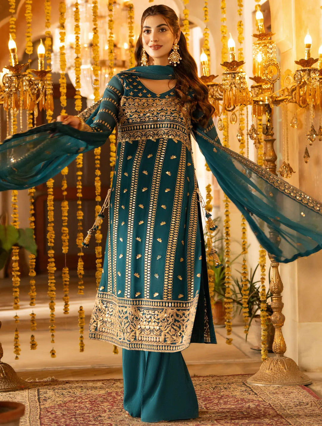 Afsanay By Shahzeb Textiles Embroidered Chiffon Suit Unstitched 3 Piece ST24A Sahar - Festive Collection