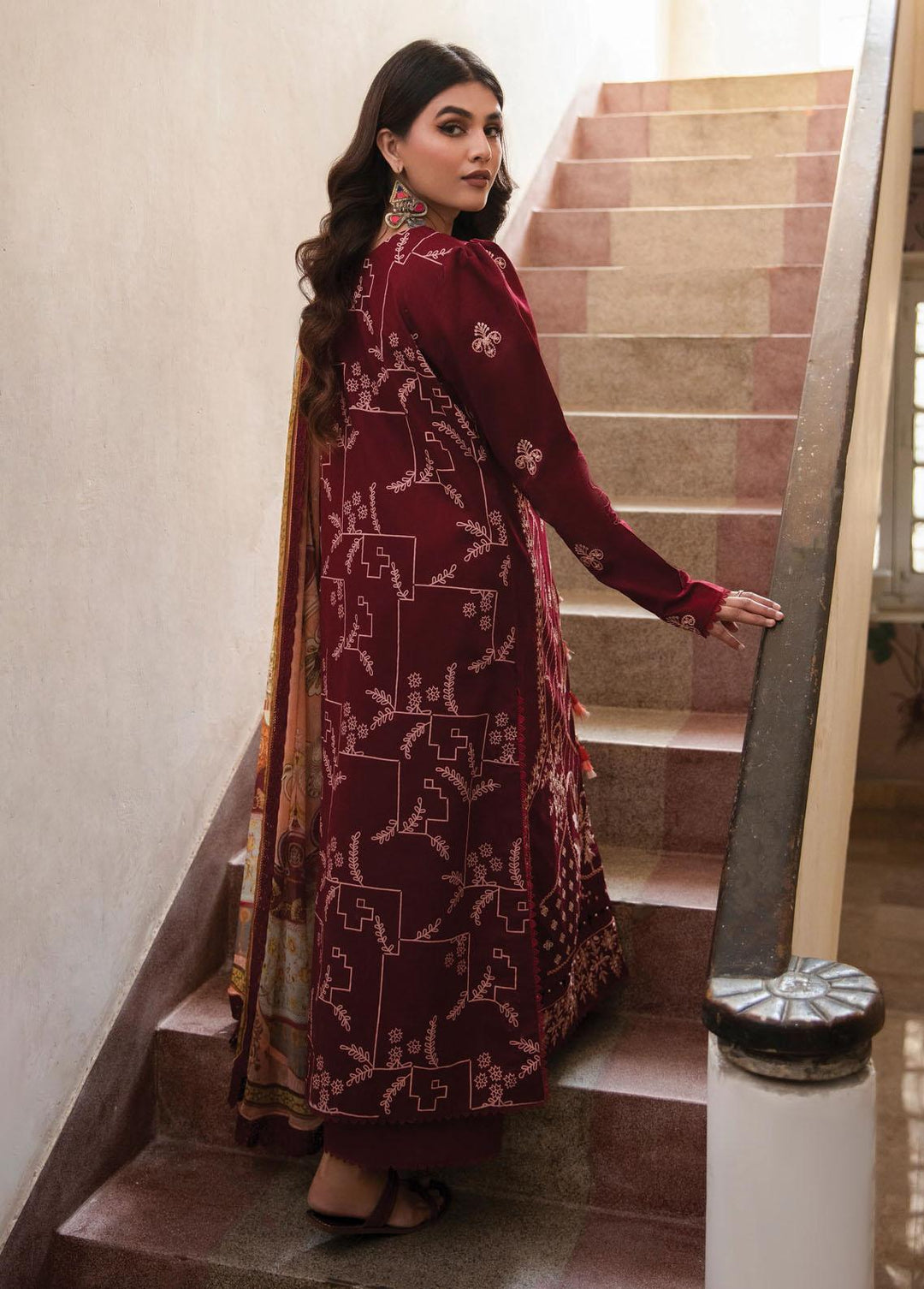 Afsaneh By Aabyaan Embroidered Lawn Suits Unstitched 3 Piece ABY23A AL-04 Gulaal - Luxury Collection