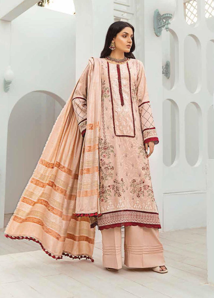 Afsaneh by Lala Textiles Embroidered Leather Peach Suits Unstitched 3 Piece LT22AFS Malachite (Pink) - Winter Collection