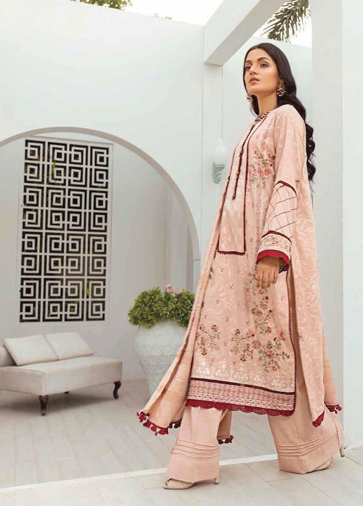 Afsaneh by Lala Textiles Embroidered Leather Peach Suits Unstitched 3 Piece LT22AFS Malachite (Pink) - Winter Collection