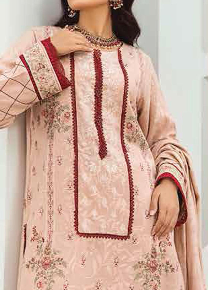 Afsaneh by Lala Textiles Embroidered Leather Peach Suits Unstitched 3 Piece LT22AFS Malachite (Pink) - Winter Collection