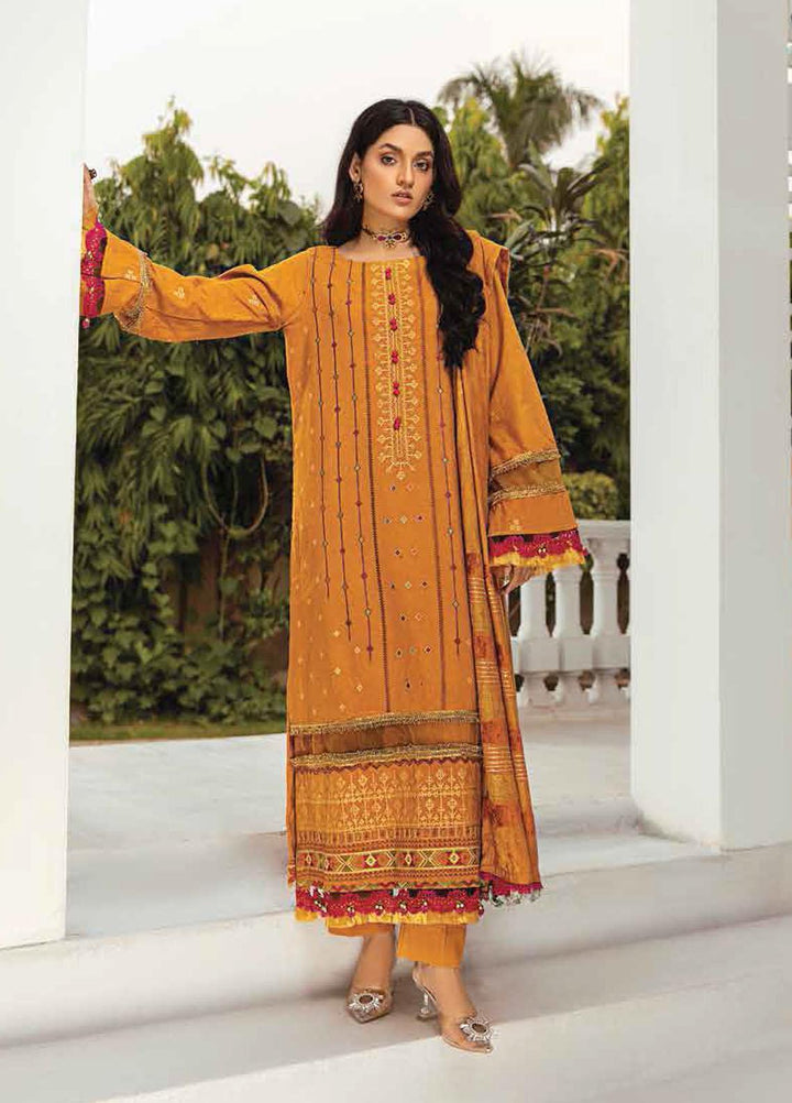 Afsaneh by Lala Textiles Embroidered Leather Peach Suits Unstitched 3 Piece LT22AFS Camelian - Winter Collection