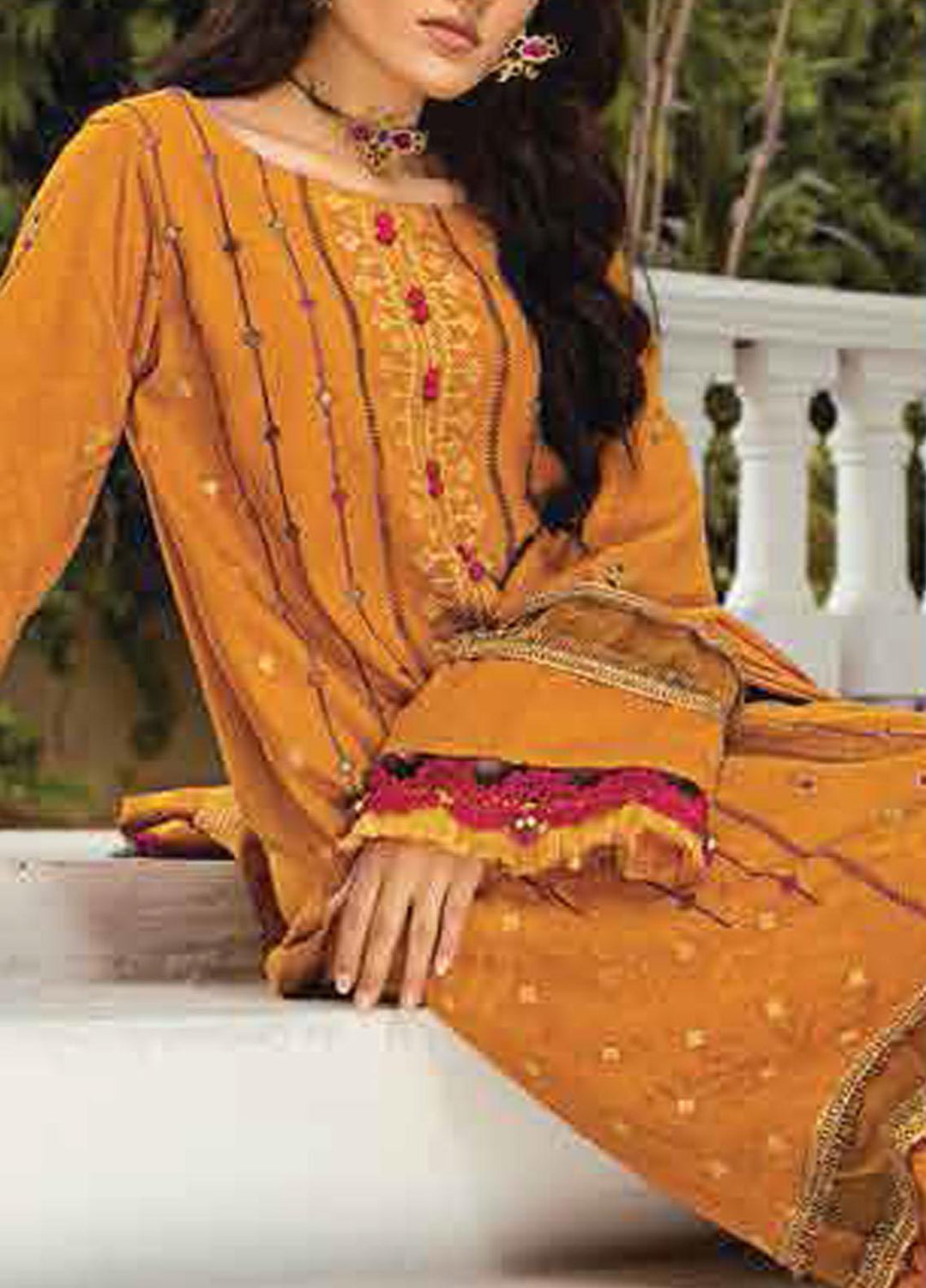 Afsaneh by Lala Textiles Embroidered Leather Peach Suits Unstitched 3 Piece LT22AFS Camelian - Winter Collection