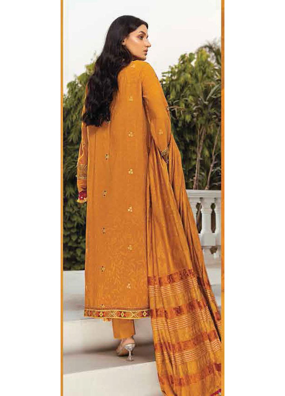 Afsaneh by Lala Textiles Embroidered Leather Peach Suits Unstitched 3 Piece LT22AFS Camelian - Winter Collection