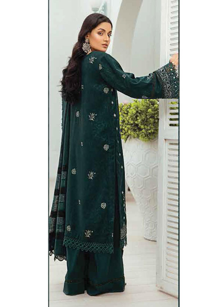Afsaneh by Lala Textiles Embroidered Leather Peach Suits Unstitched 3 Piece LT22AFS Malachite (Green) - Winter Collection