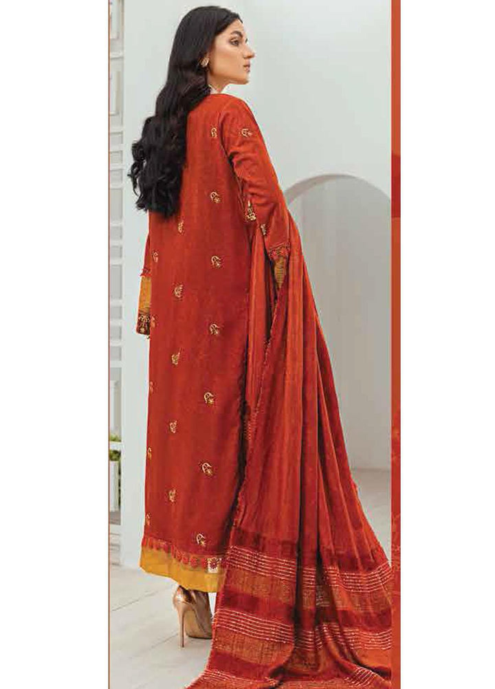 Afsaneh by Lala Textiles Embroidered Leather Peach Suits Unstitched 3 Piece LT22AFS Tangerine - Winter Collection