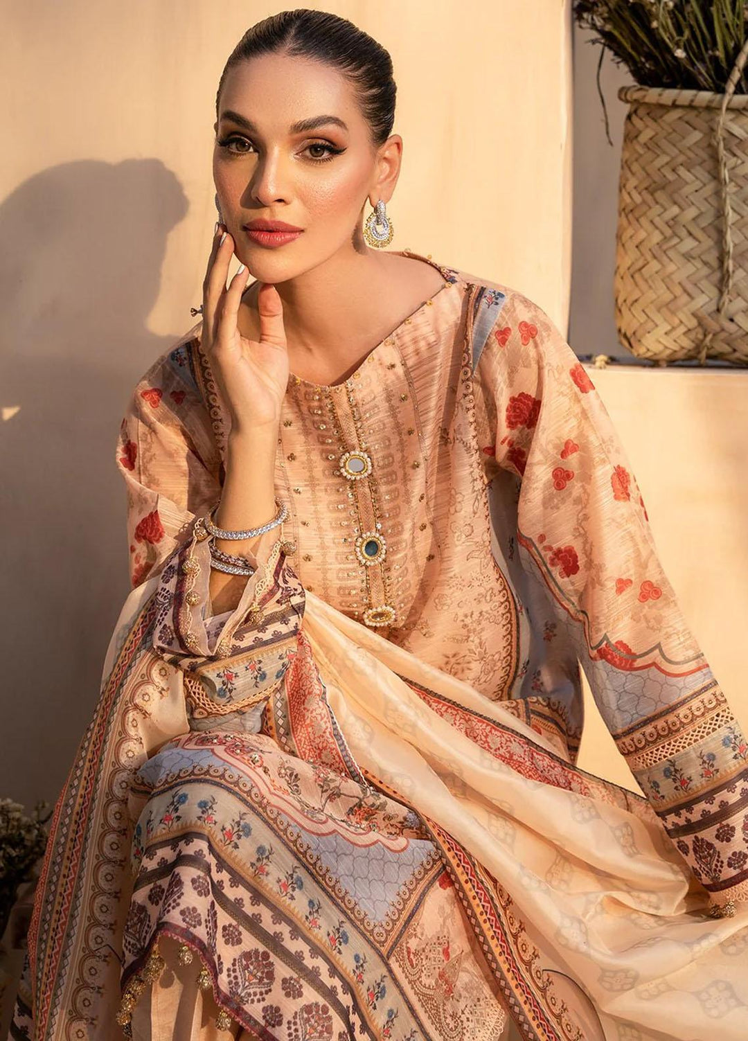 Afshan By Zoya & Fatima Embroidered Monark Suits Unstitched 4 Piece ZOF23A Ayezel - Eid Collection