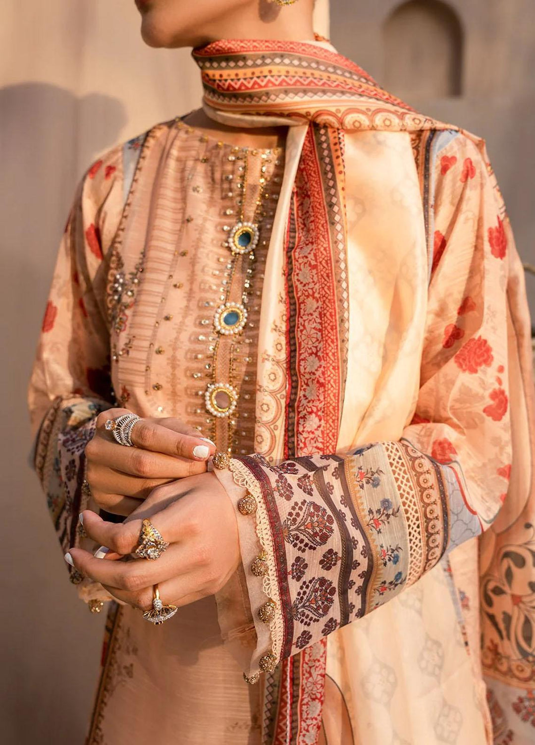 Afshan By Zoya & Fatima Embroidered Monark Suits Unstitched 4 Piece ZOF23A Ayezel - Eid Collection