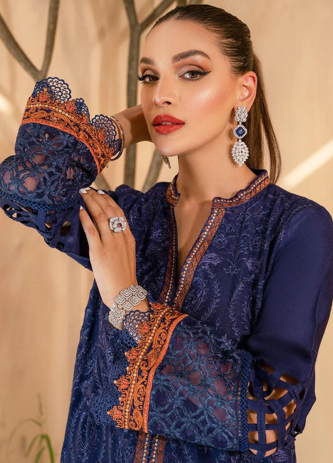 Afshan By Zoya & Fatima Embroidered Organza  Suits Unstitched 3 Piece ZOF23A Zohra - Eid Collection