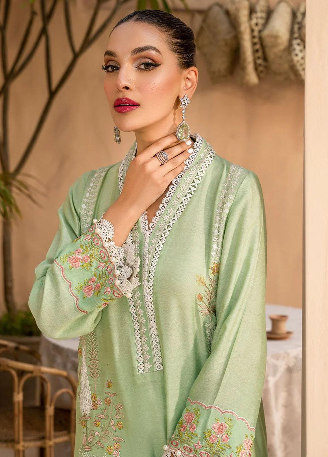 Afshan By Zoya & Fatima Embroidered Cotton Net Suits Unstitched 3 Piece ZOF23A Mushk - Eid Collection