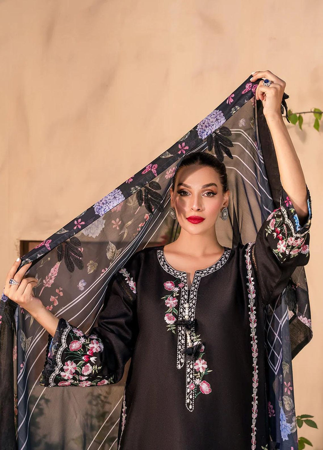 Afshan By Zoya & Fatima Embroidered Cotton Net Suits Unstitched 3 Piece ZOF23A Aisha - Eid Collection