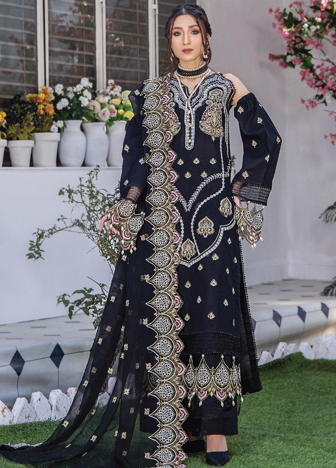 Afsoon By Humdum Embroidered Swiss Lawn Suits Unstitched 3 Piece HD23AF D4 - Summer Collection