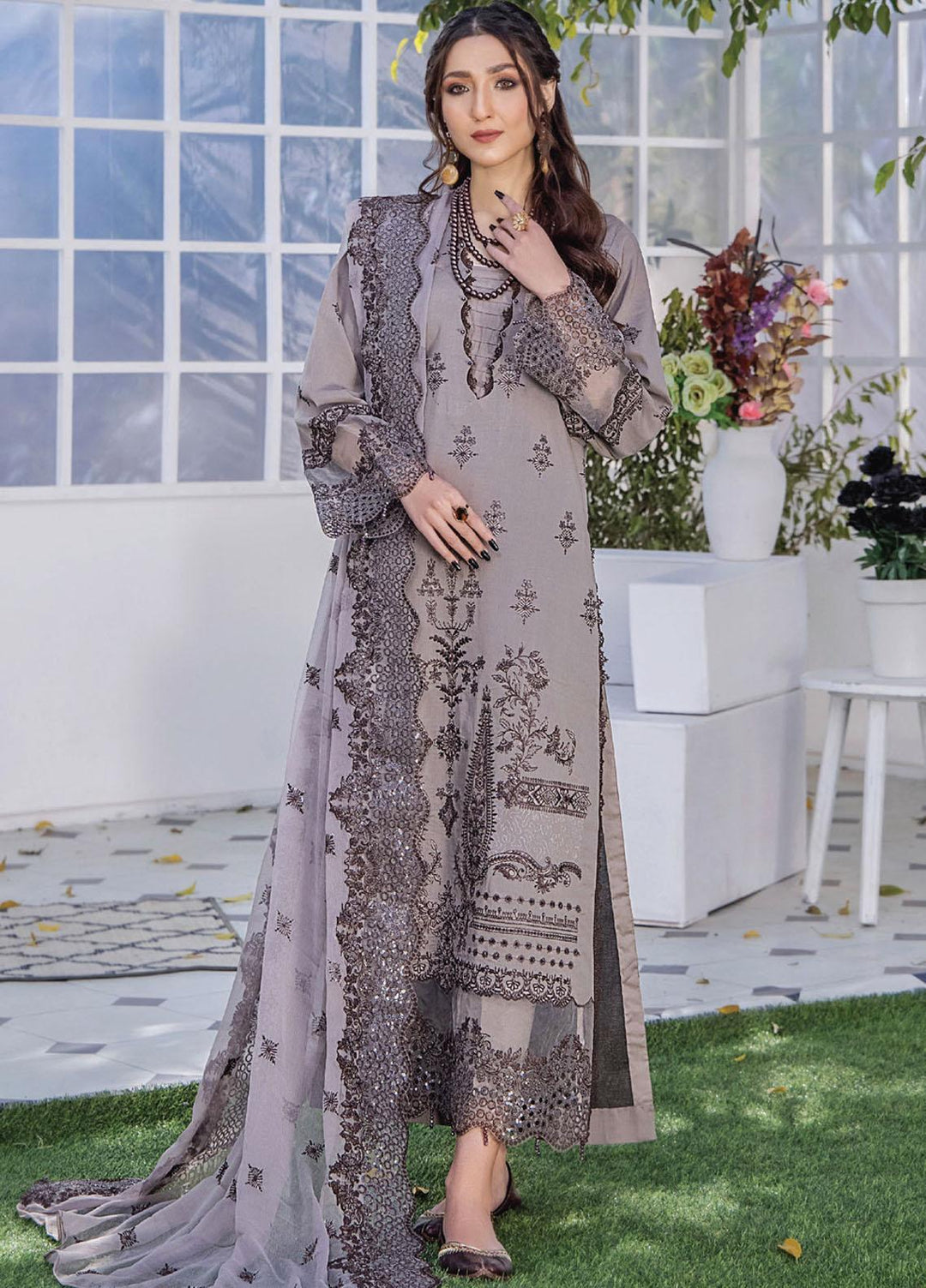 Afsoon By Humdum Embroidered Swiss Lawn Suits Unstitched 3 Piece HD23AF D5 - Summer Collection