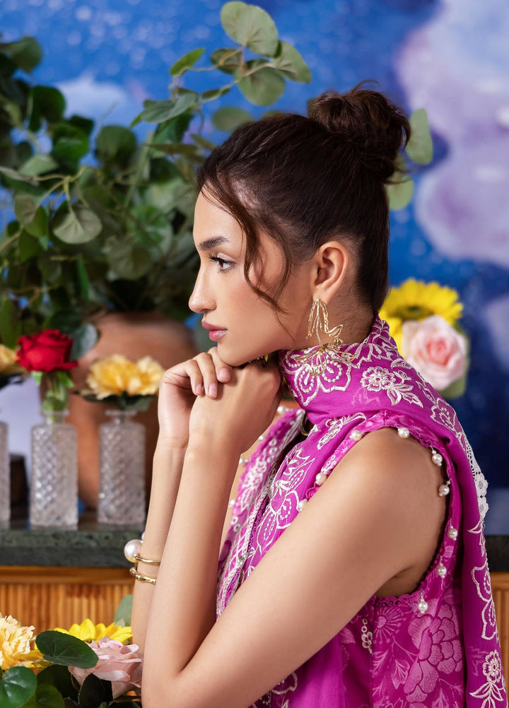 Afterhours by Mahnur Embroidered Lawn Suits Unstitched 3 Piece MN25AH D-10 Peach Bellini - Summer Collection