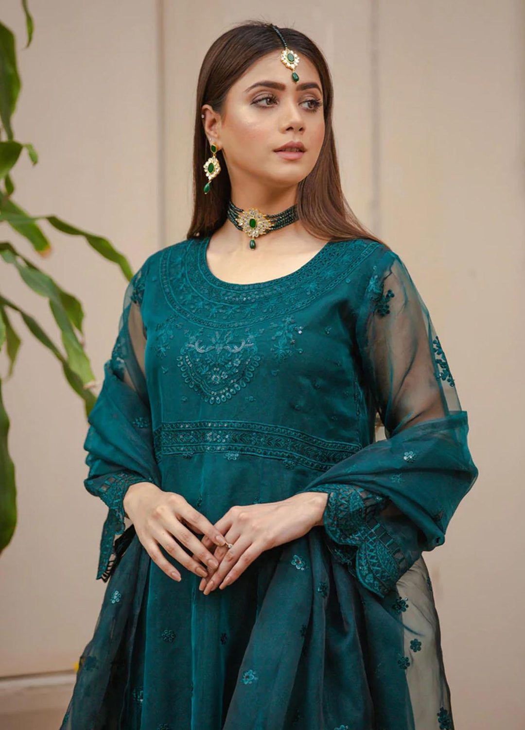 Agha Jaan Luxury Pret  Organza 3 Piece RO-1 Zinc