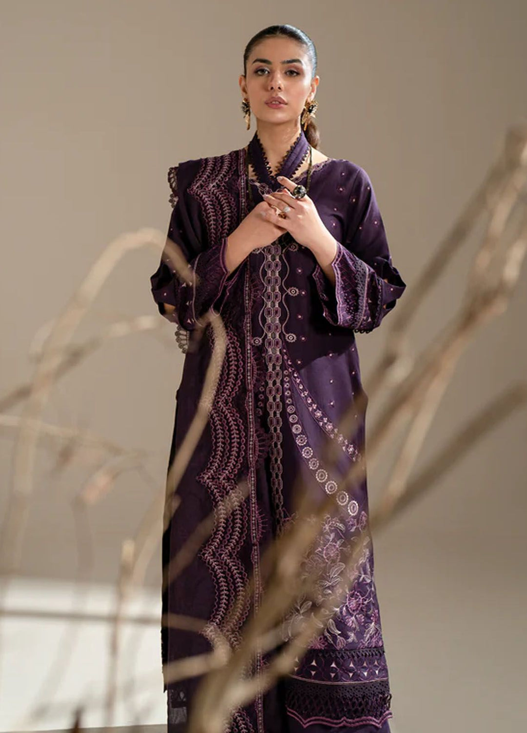 Aghaaz by Azzal Embroidered Lawn Suits Unstitched 3 Piece AZZ24AG Aroma - Summer Collection