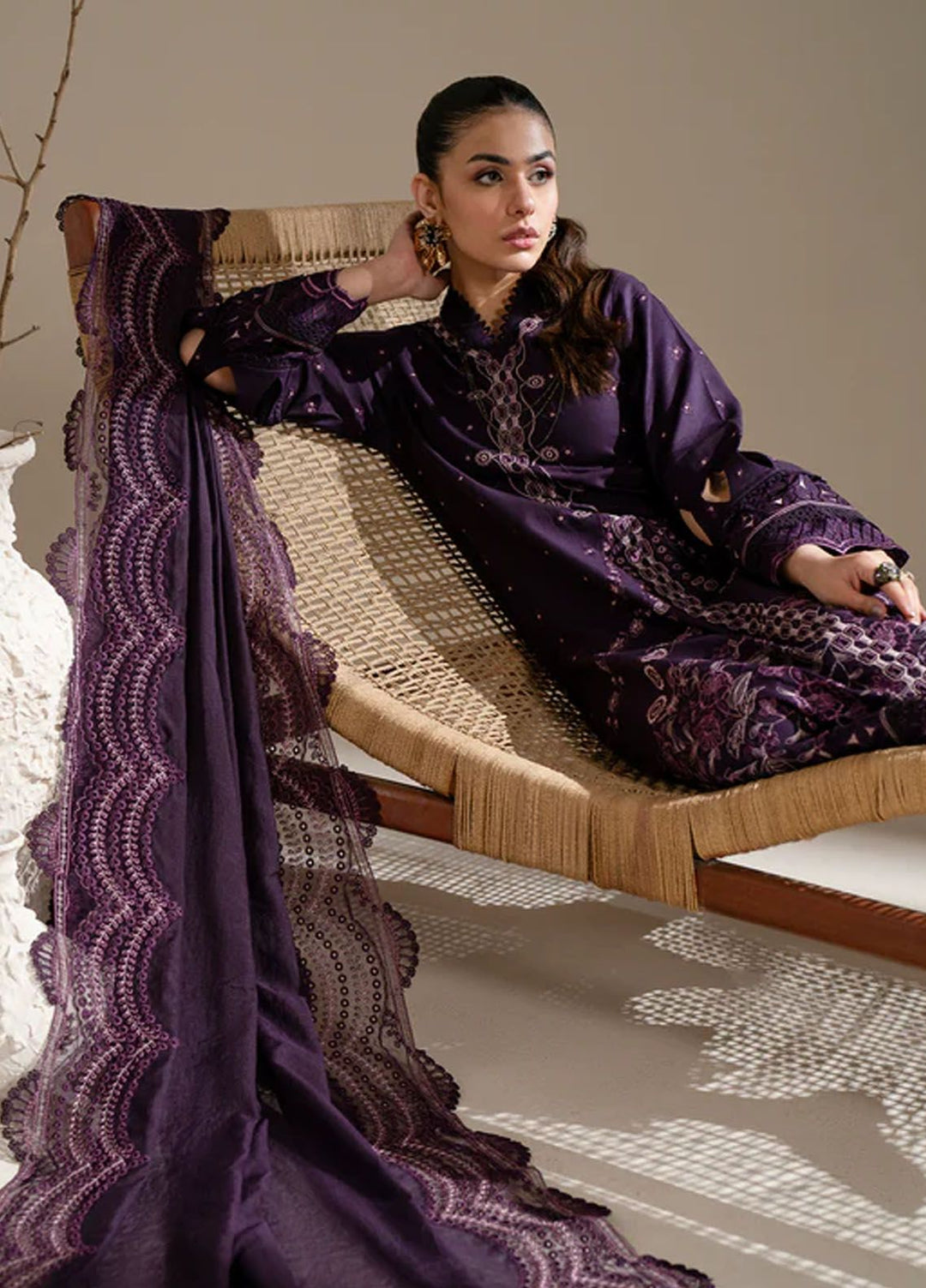 Aghaaz by Azzal Embroidered Lawn Suits Unstitched 3 Piece AZZ24AG Aroma - Summer Collection