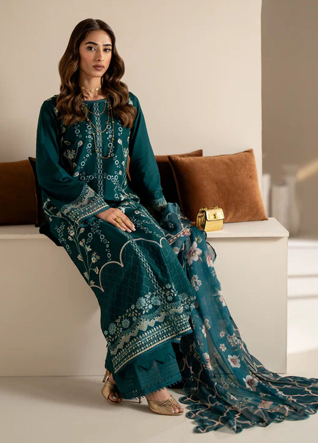 Aghaaz by Azzal Embroidered Lawn Suits Unstitched 3 Piece AZZ24AG Mehr - Summer Collection