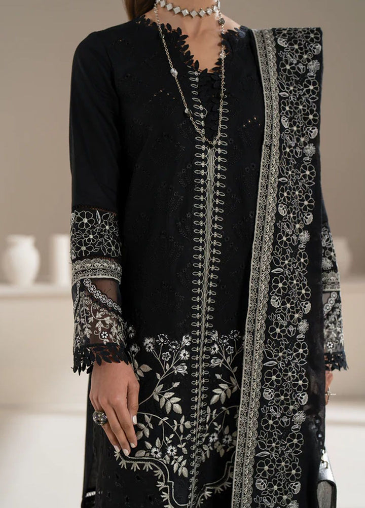 Aghaaz by Azzal Embroidered Lawn Suits Unstitched 3 Piece AZZ24AG Siyah - Summer Collection