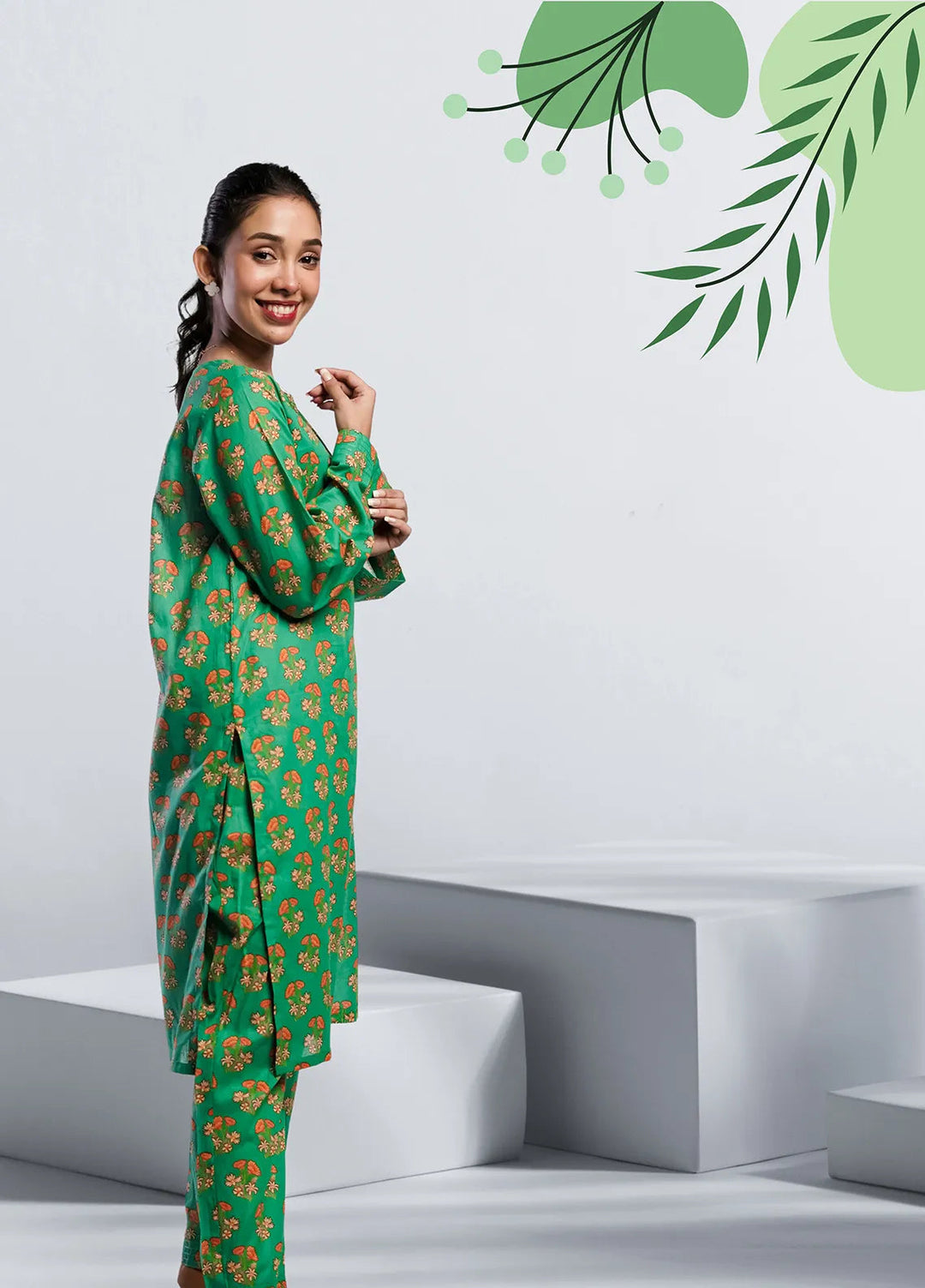 Ahlam by Safa Textiles Pret Cambric 2 Piece Suit Allover