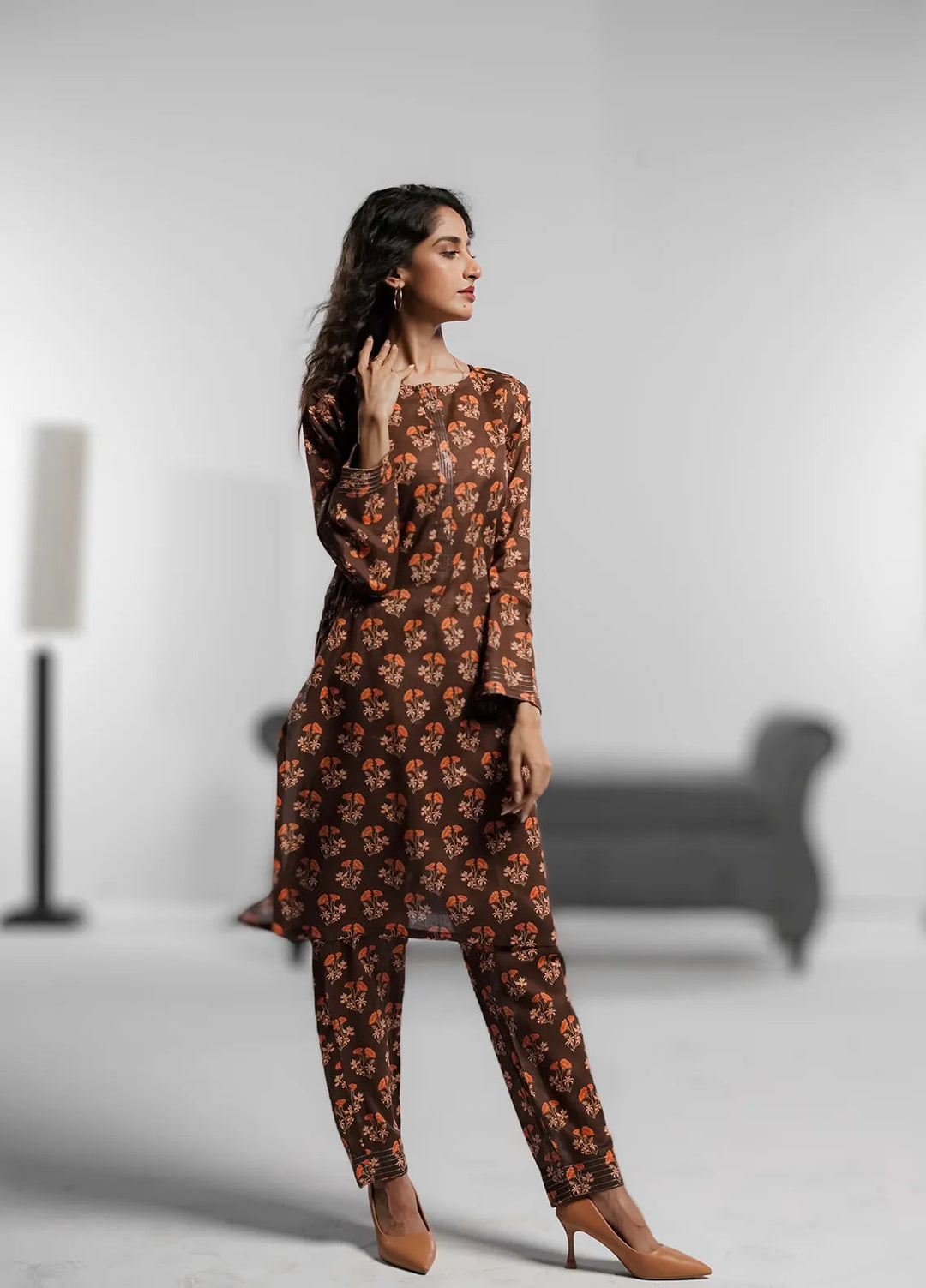 Ahlam by Safa Textiles Pret Cambric 2 Piece Suit Bronze Bliss
