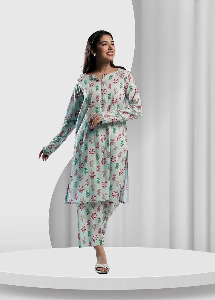 Ahlam by Safa Textiles Pret Cambric 2 Piece Suit Celeste