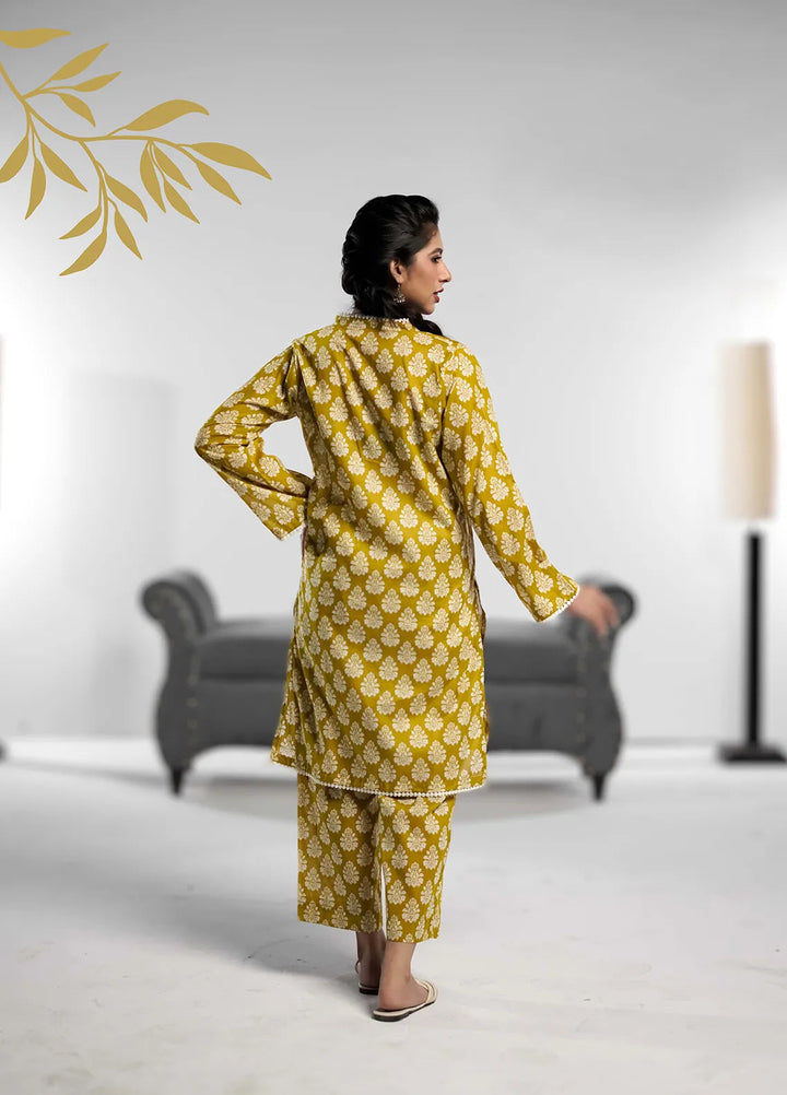 Ahlam by Safa Textiles Pret Cambric 2 Piece Suit Mustard