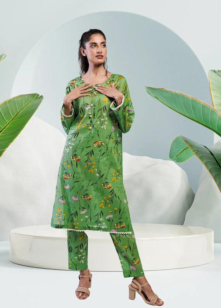 Ahlam by Safa Textiles Pret Cambric 2 Piece Suit Pastel Green