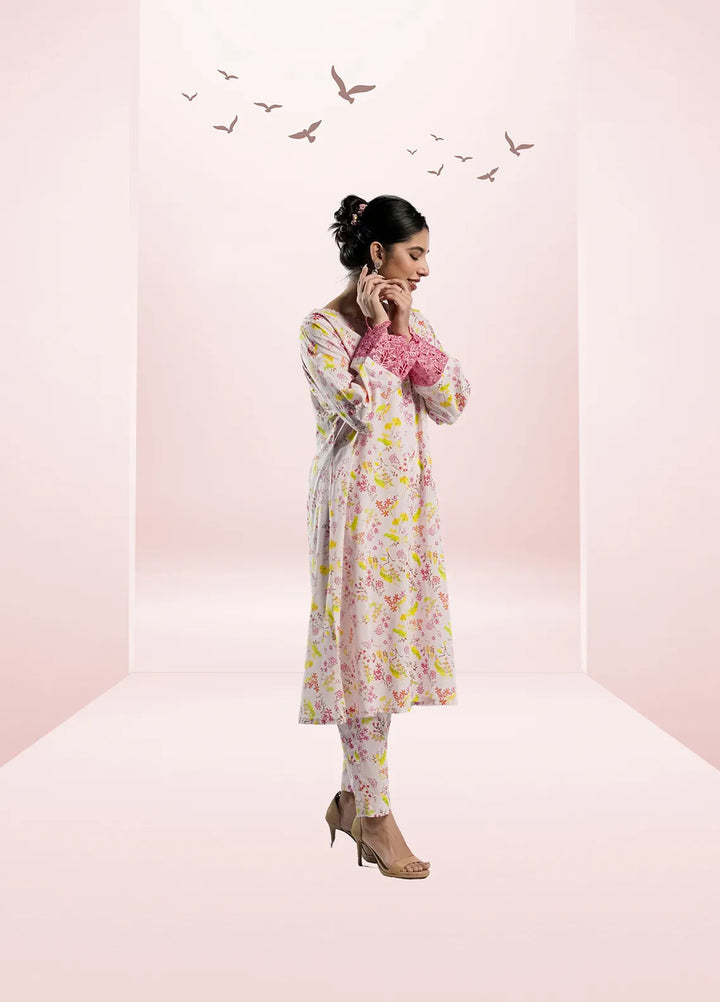 Ahlam by Safa Textiles Pret Cambric 2 Piece Suit Pink Petal