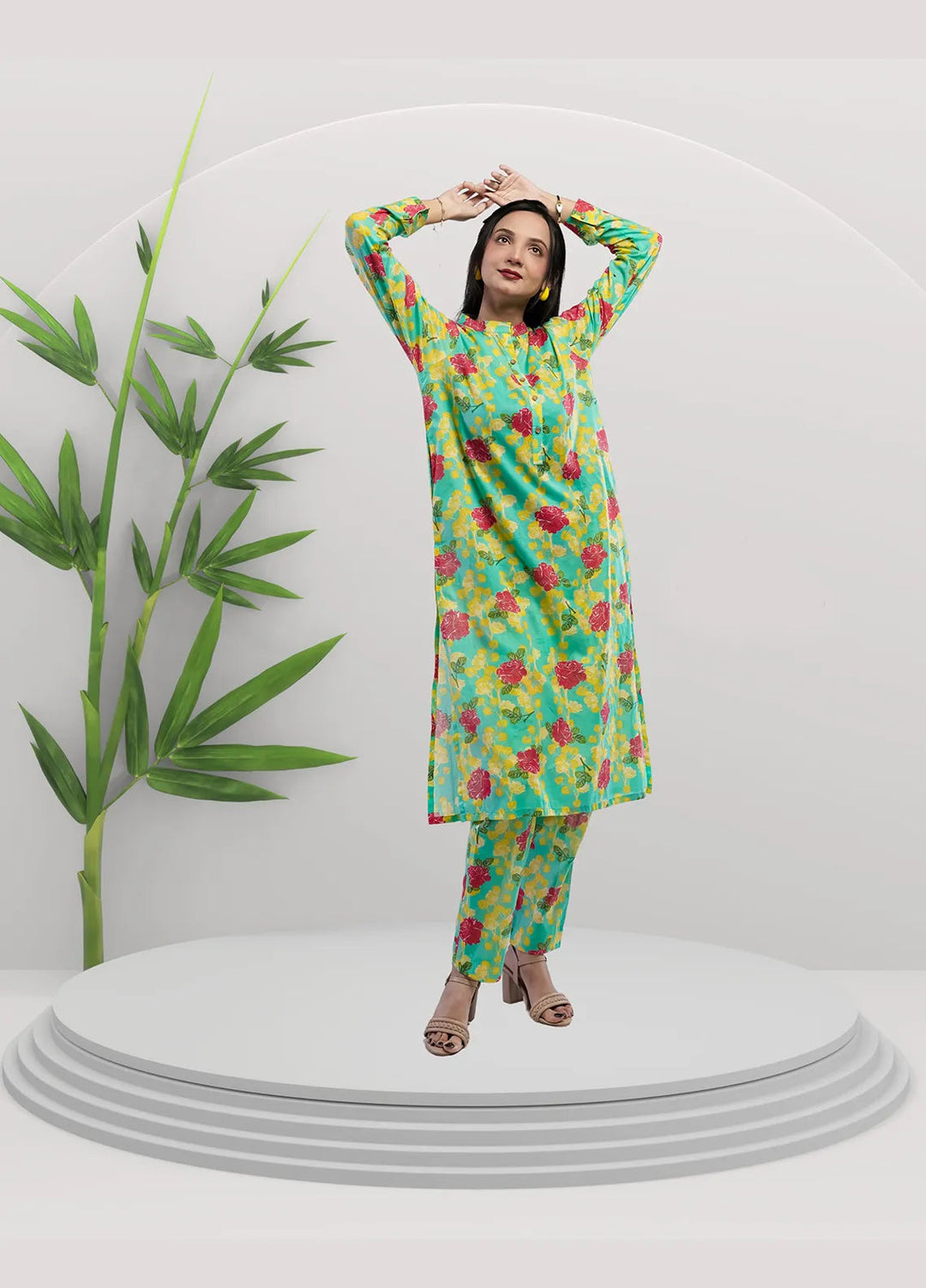 Ahlam by Safa Textiles Pret Cambric 2 Piece Suit Seafoam