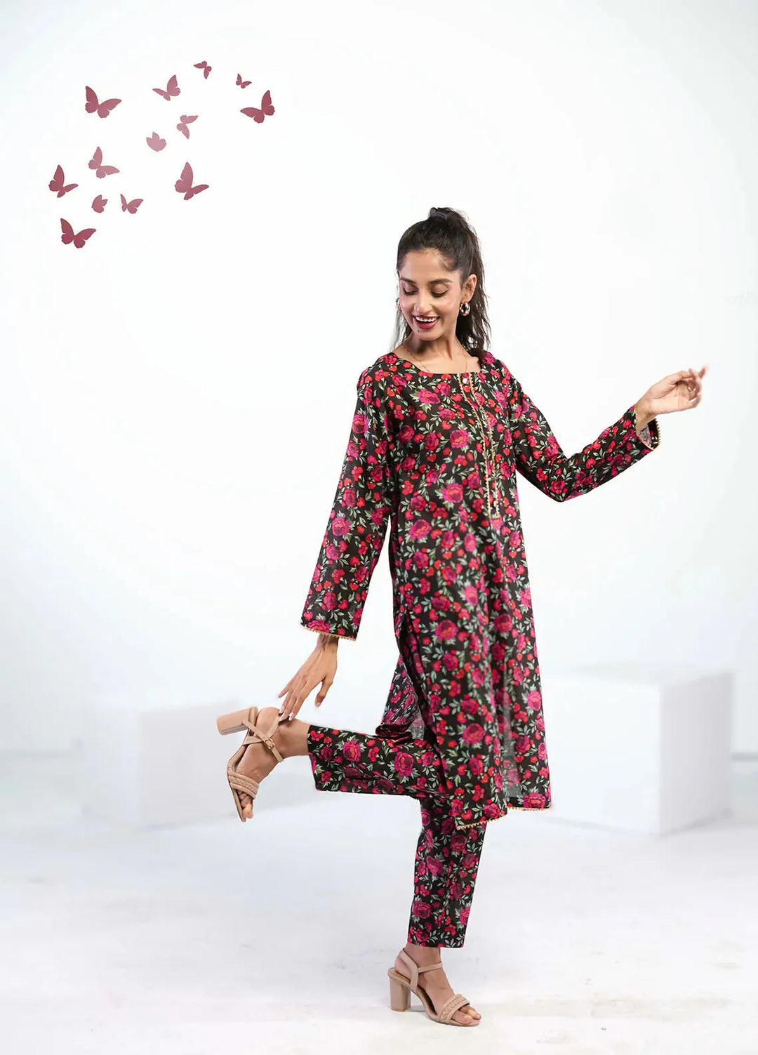Ahlam by Safa Textiles Pret Cambric 2 Piece Suit Shadow Florals