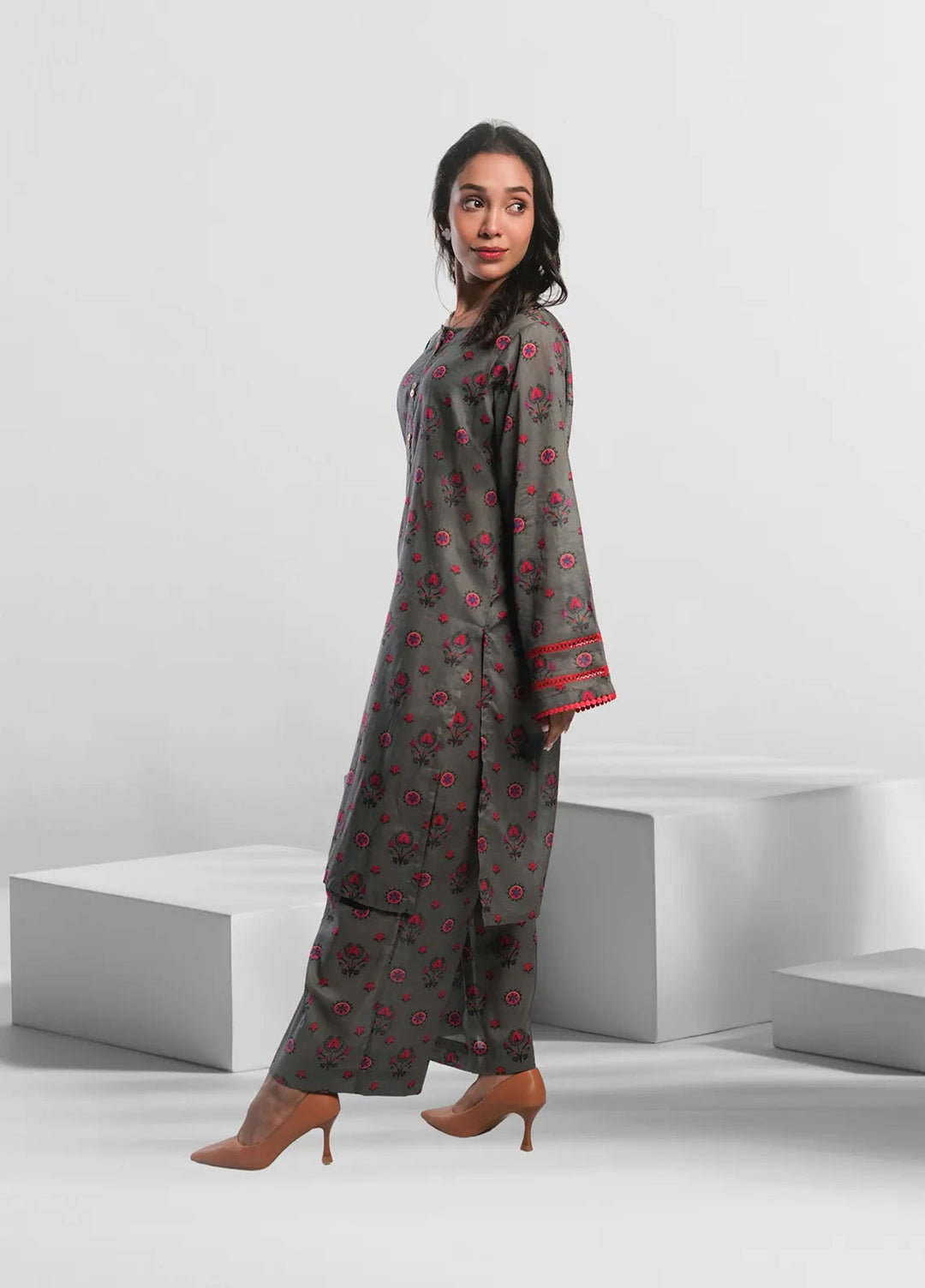 Ahlam by Safa Textiles Pret Cambric 2 Piece Suit Shadow