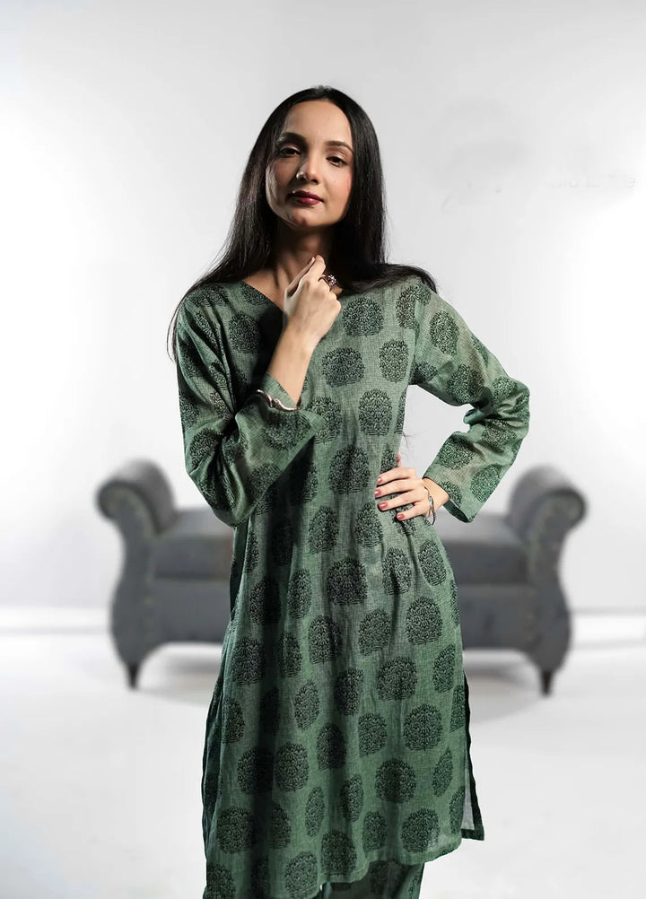 Ahlam by Safa Textiles Pret Cambric 2 Piece Suit Stone pine