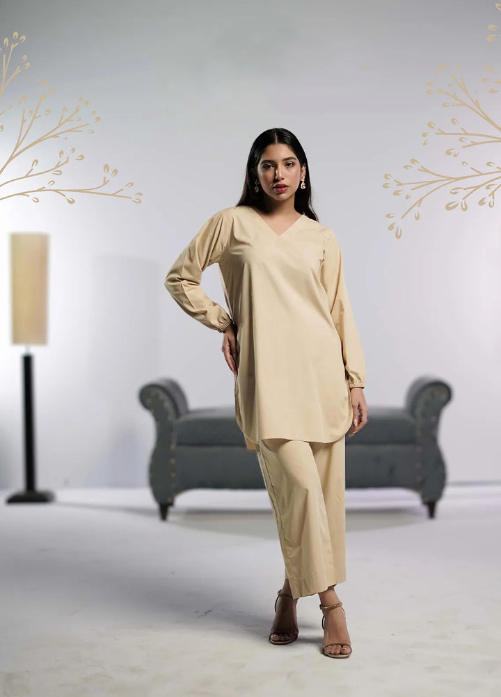 Ahlam by Safa Textiles Pret Wash n Wear 2 Piece Suit Beige Bliss