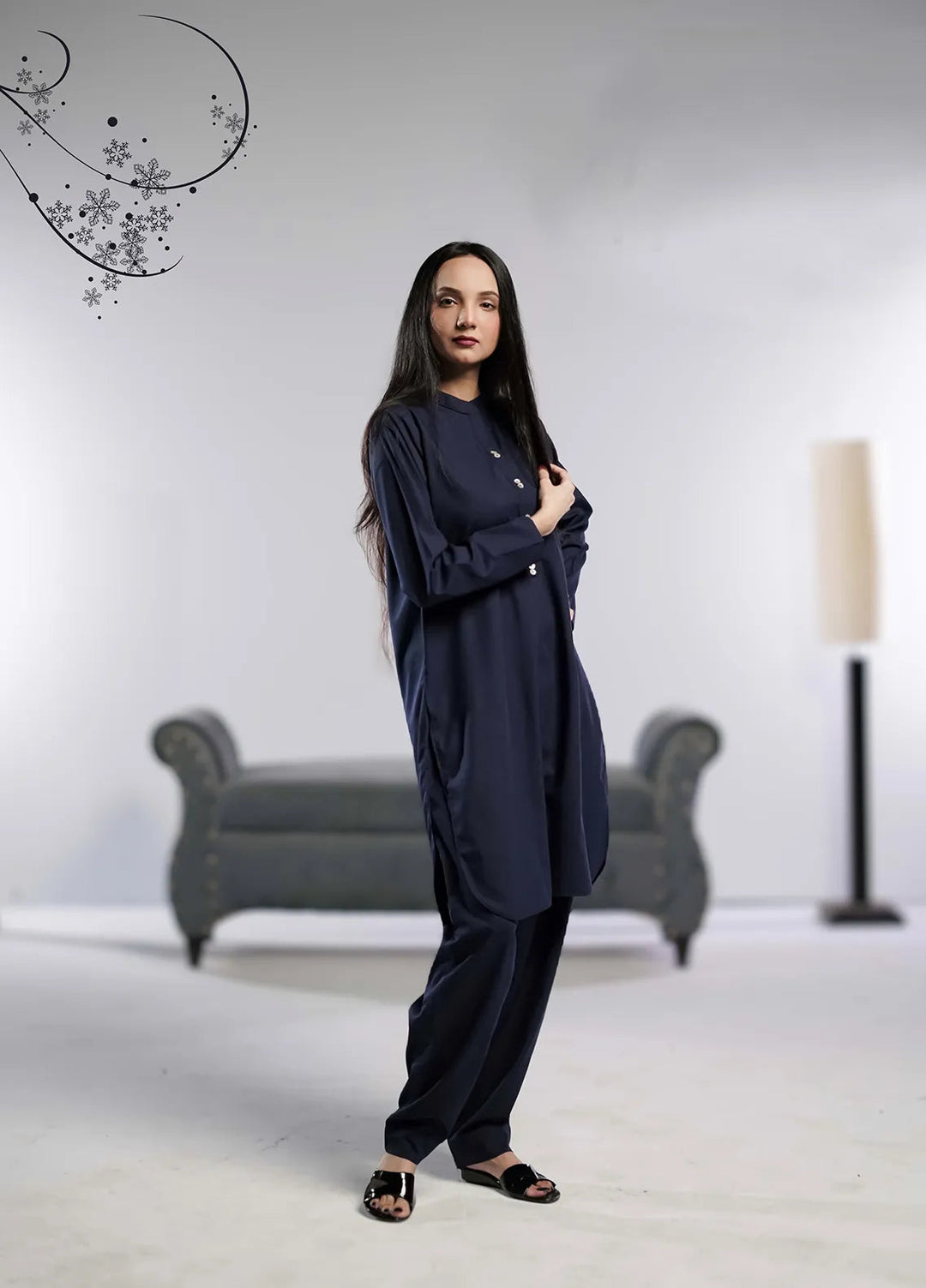 Ahlam by Safa Textiles Pret Wash n Wear 2 Piece Suit Navy Luxe