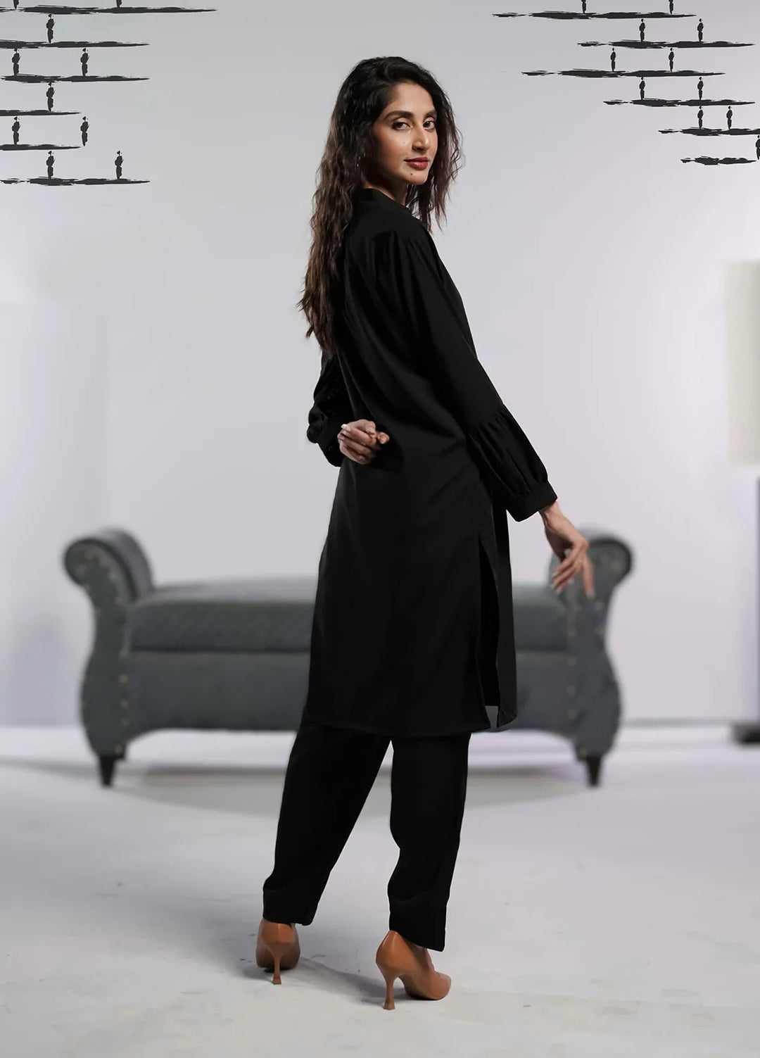 Ahlam by Safa Textiles Pret Wash n Wear 2 Piece Suit Noir