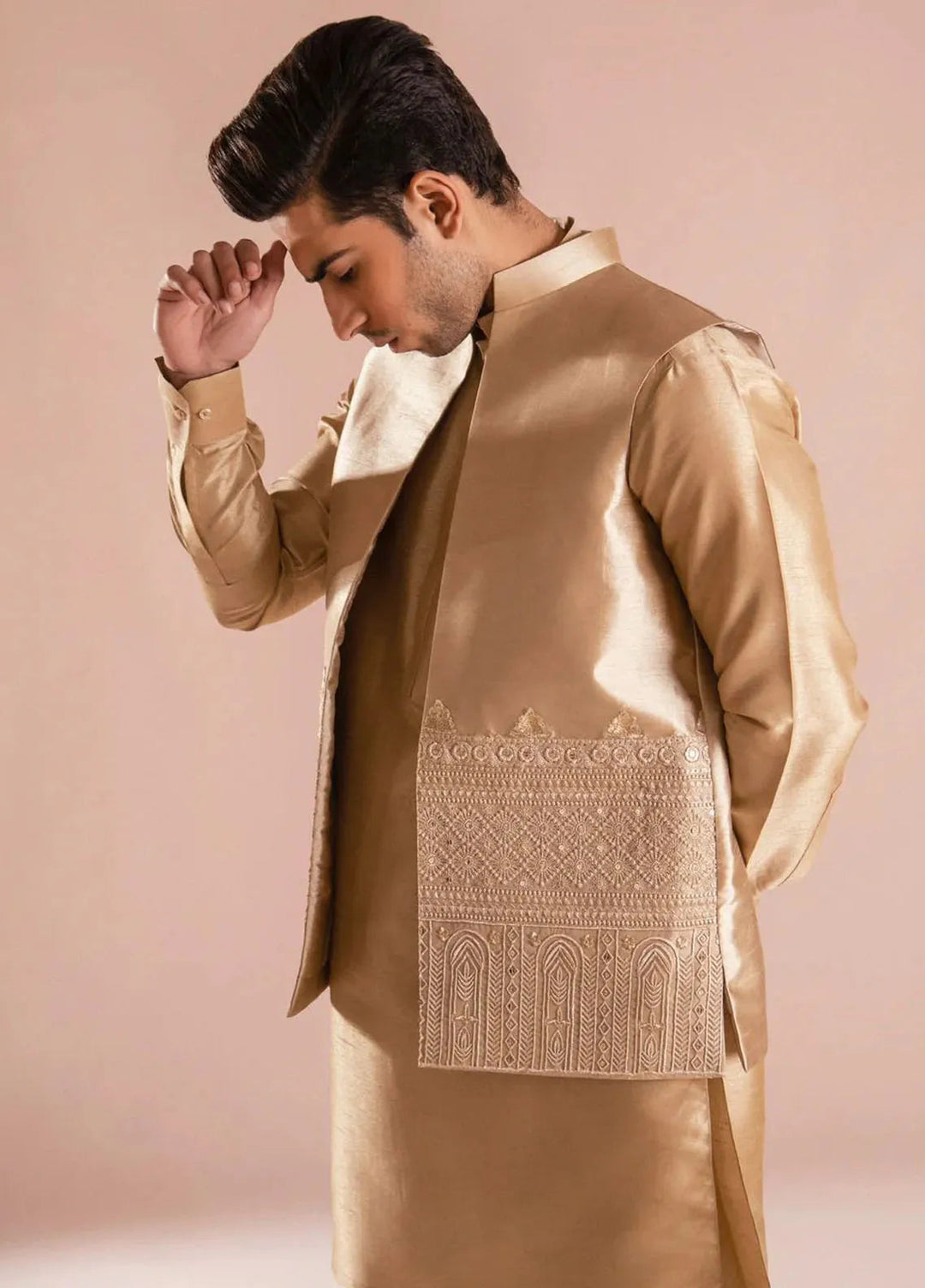 Ahmad Raza Pret Embroidered Raw Silk 3 Piece Suit AR5099