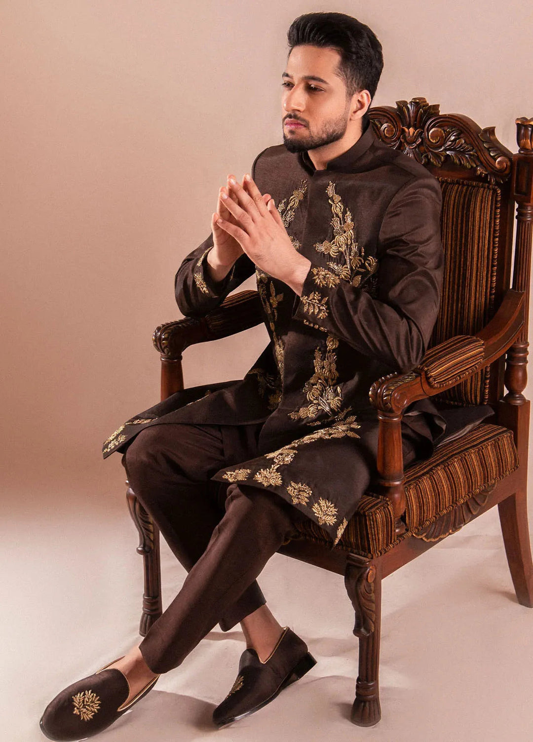 Ahmad Raza Pret Embroidered Silk 3 Piece Suit AR-9008