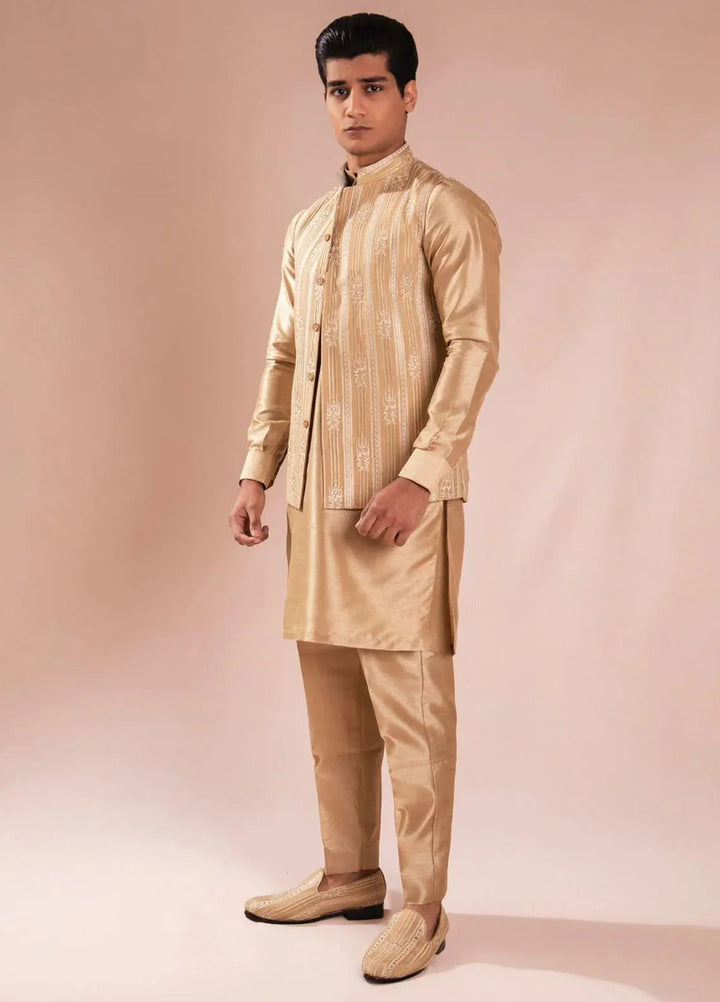 Ahmad Raza Silk Embroidered Men 3 Piece Suit - AR5092
