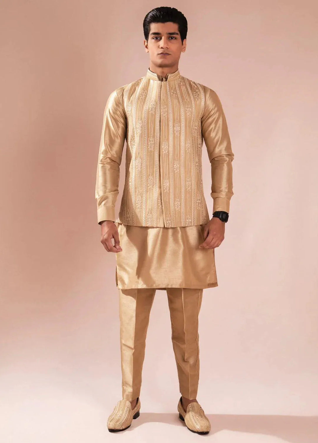 Ahmad Raza Silk Embroidered Men 3 Piece Suit - AR5092