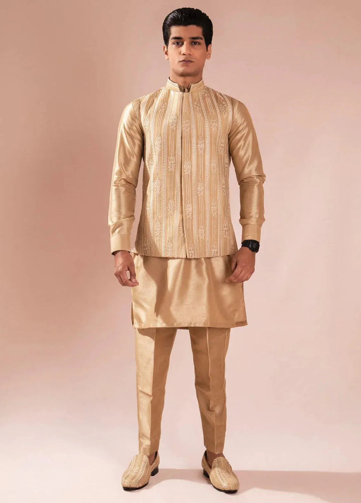 Ahmad Raza Silk Embroidered Men 3 Piece Suit - AR5092